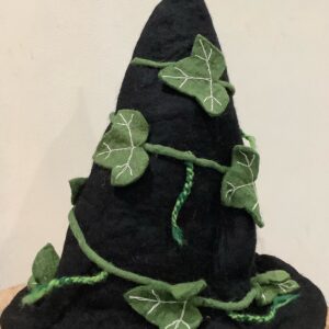 Witchy felt hat with leaf