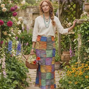 Knitted long cotton skirt